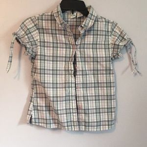 Girls purple plaid button down tee Sz 14
